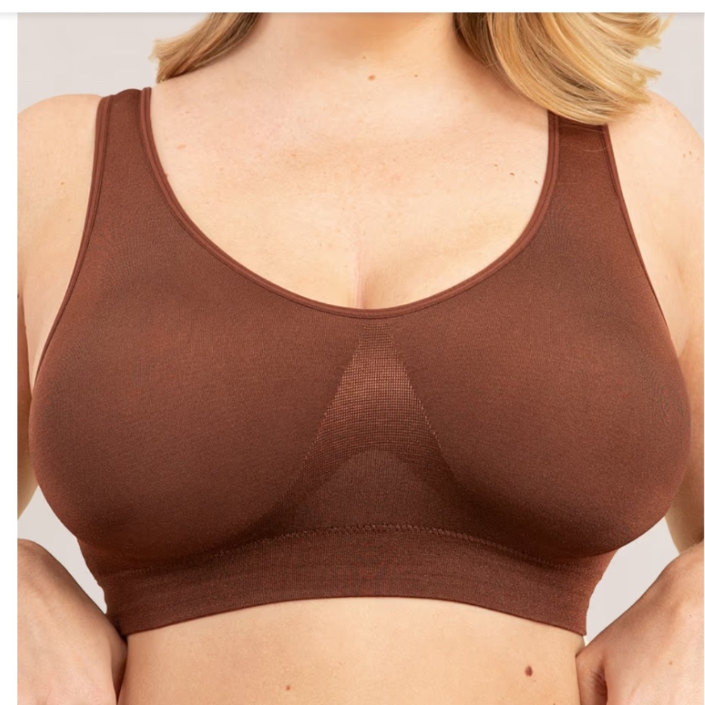 💐 Shapermint Truekind® Everyday Throw-on Wireless Bralette Sz 3XL Chocolate